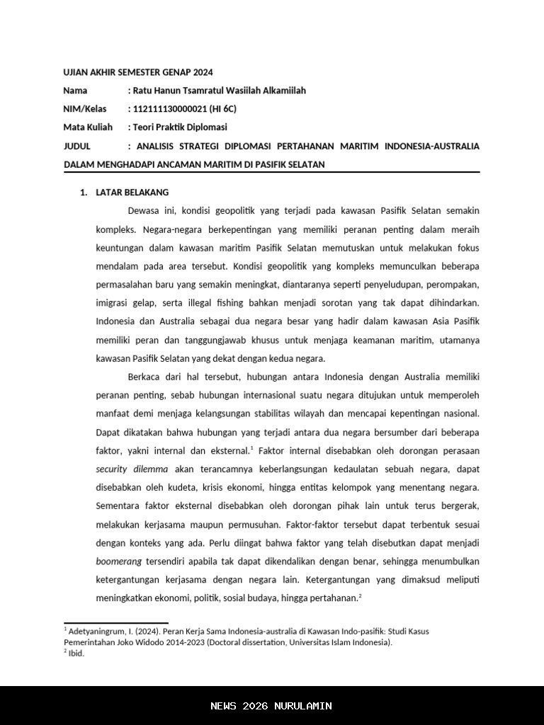 Dialog maritim pertama Indonesia-Australia, fokus pada stabilitas kawasan