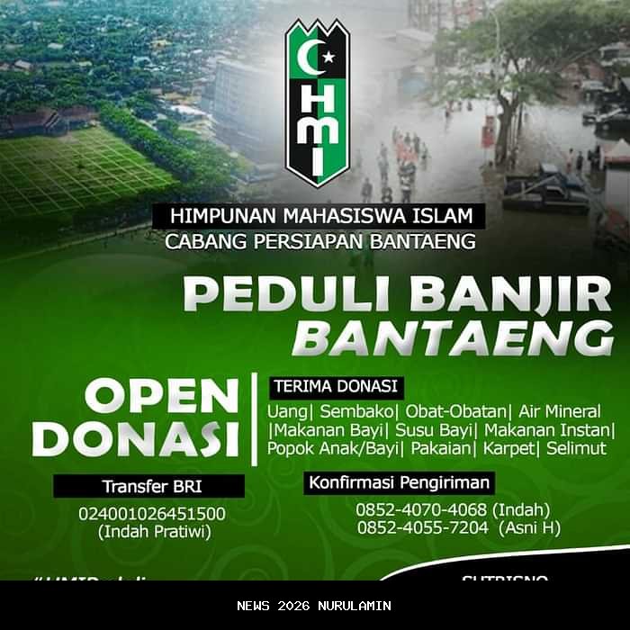 HMI Banjarmasin Serahkan Donasi Bantuan Banjir ke Rumah Zakat