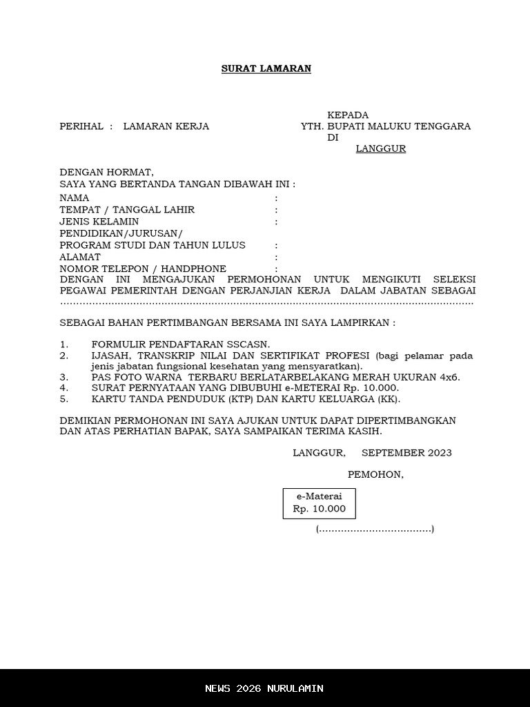 Unduh PDF surat lamaran dan 4 pernyataan untuk pendaftaran PPPK BGN 2025