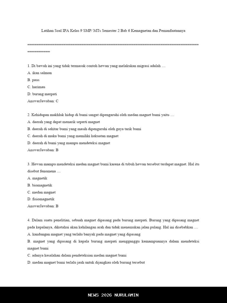 Latihan Soal UAS/PAS IPA Kelas 9 SMP Semester 1 Kurikulum Merdeka dengan Kunci Jawaban