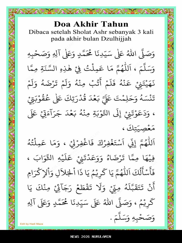 Kapan Waktu Membacanya? Doa Akhir Tahun 2025 dan Awal Tahun 2026