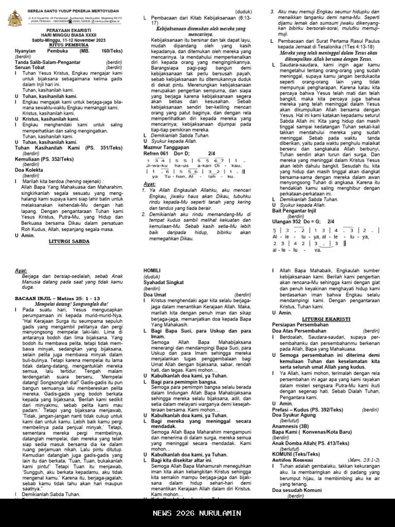 Teks Perayaan Ekaristi 14 Desember 2025, Minggu Biasa Pekan III Adven
