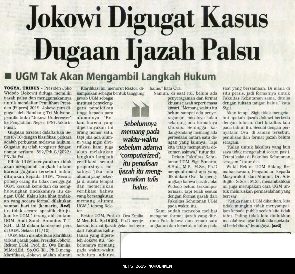 Dugaan Kesalahan UGM dalam Kasus Sengketa Ijazah Jokowi