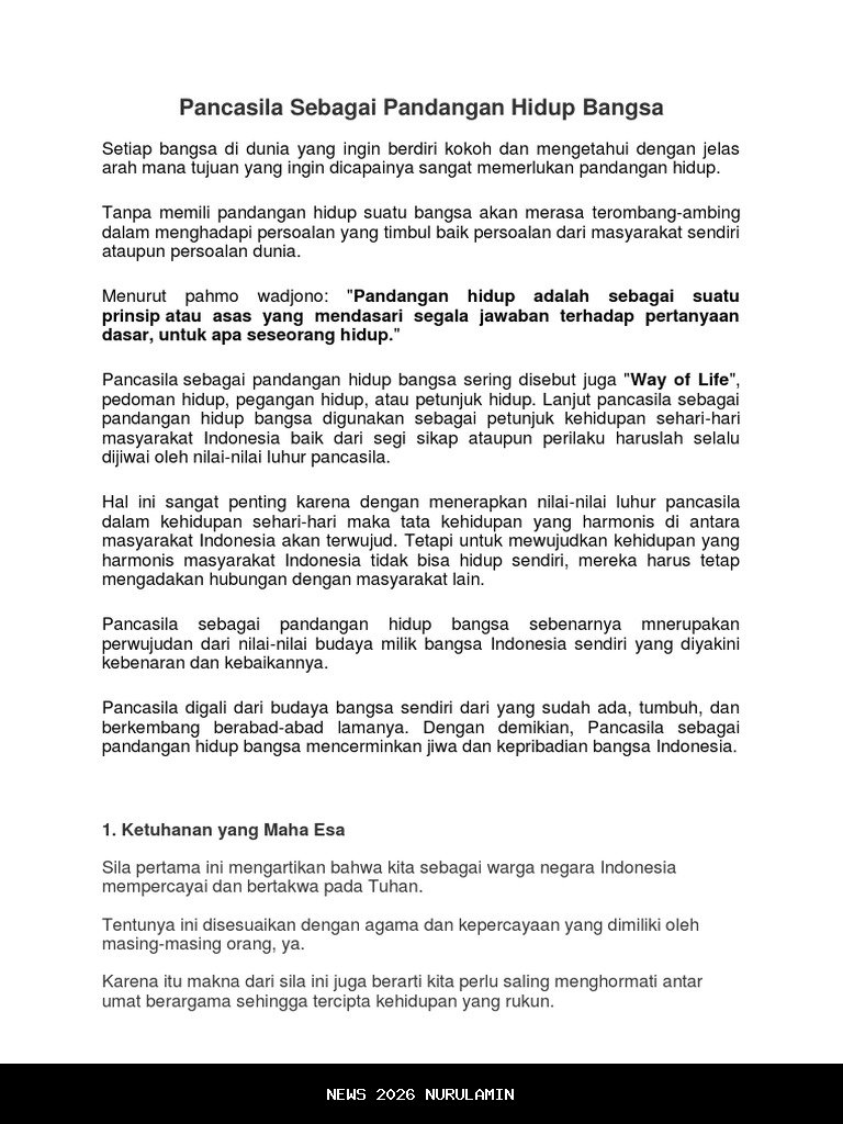 Mengungkap Peran Pancasila sebagai Pandangan Hidup Bangsa Indonesia