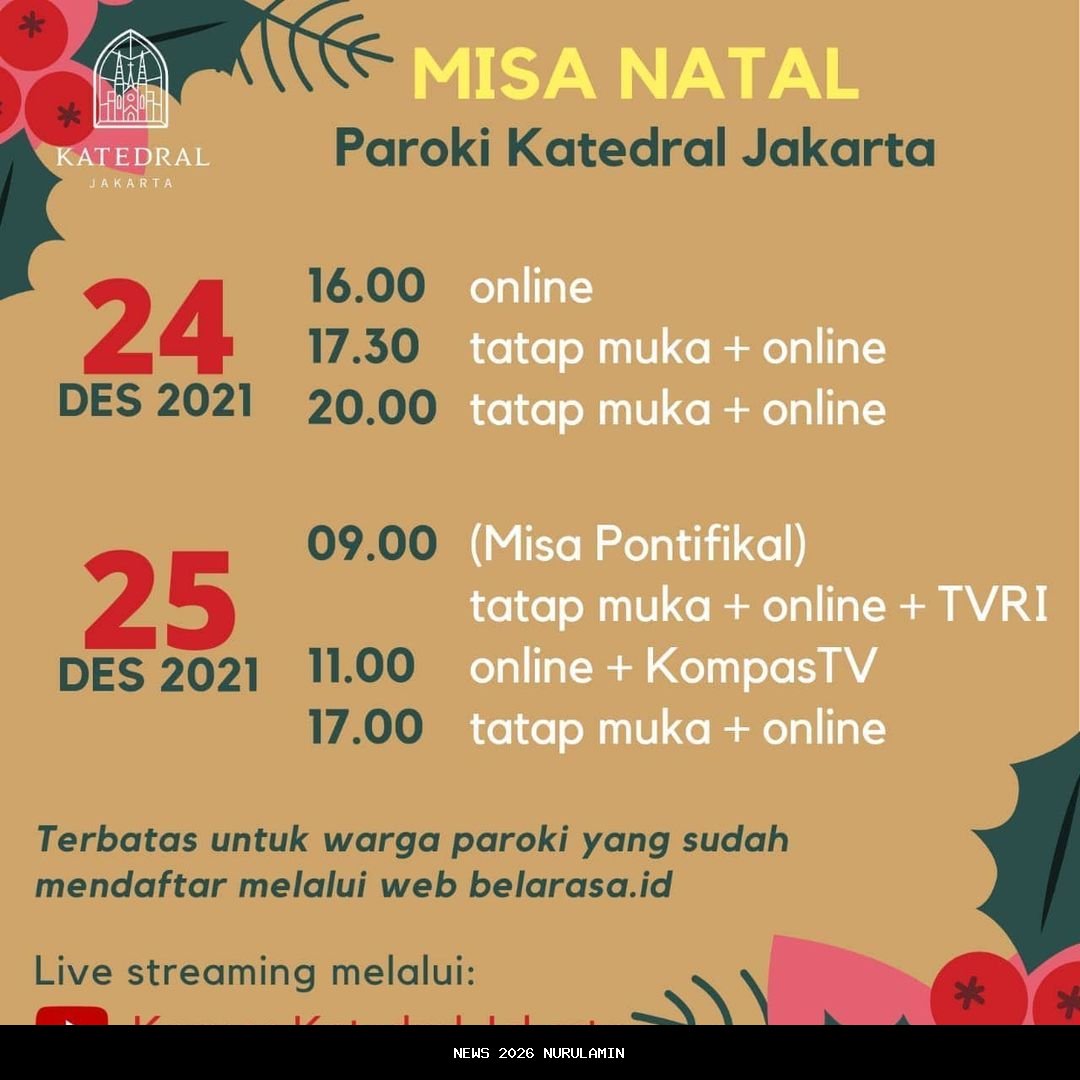 Jadwal Misa Malam Tahun Baru dan 2026 di Katedral Jakarta
