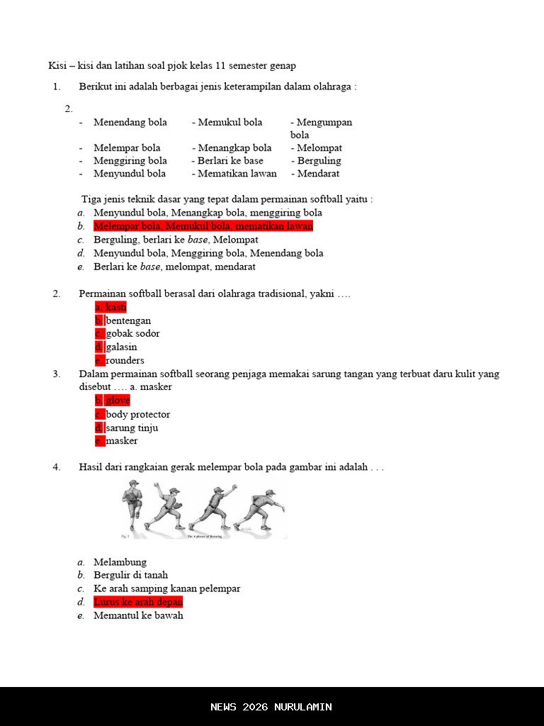 50 Soal PAS PJOK Kelas 11 SMA Semester 2 2025 + Jawaban