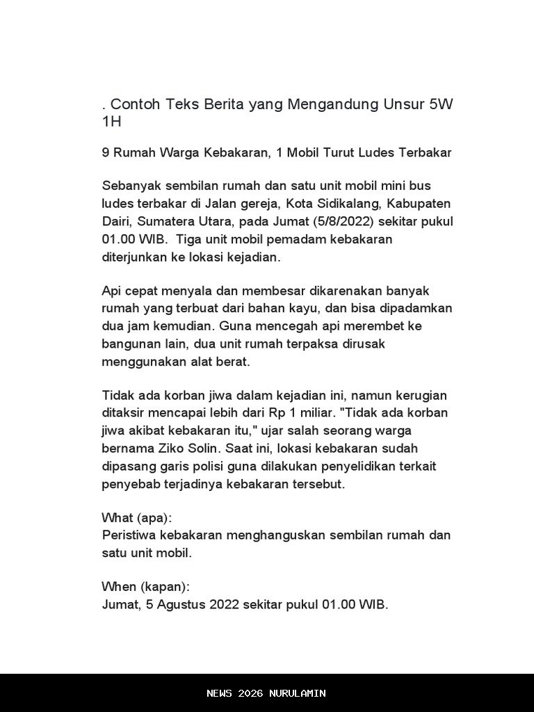 Kumpulan Contoh Berita Sesuai Unsur 5W 1H