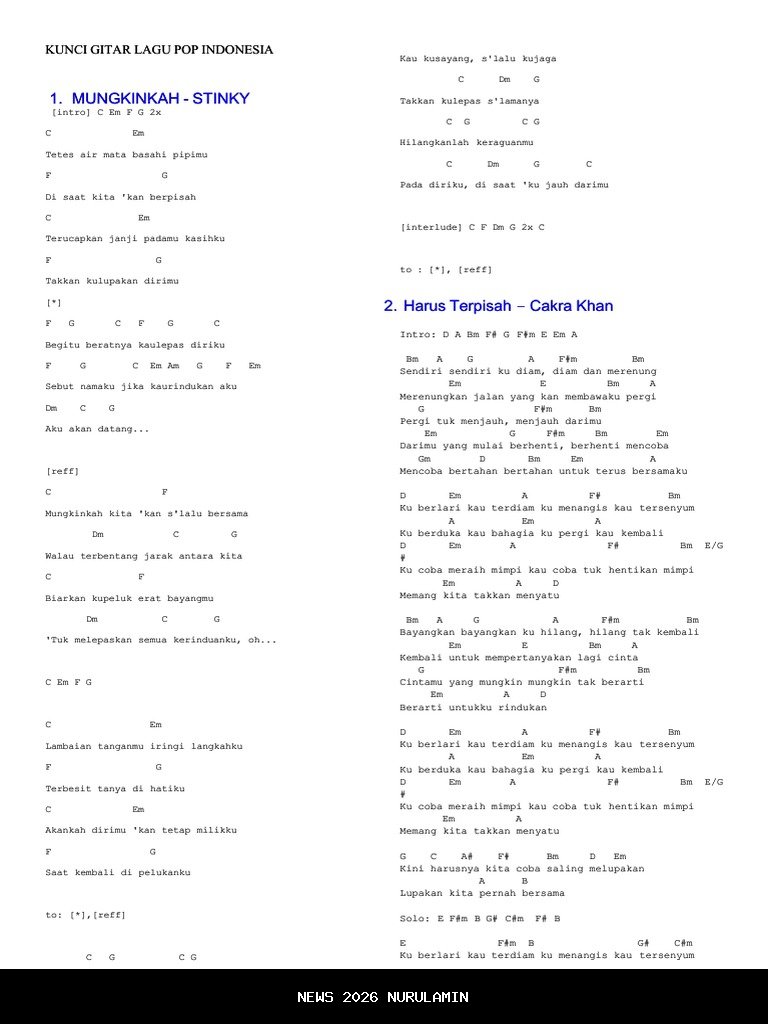 Kunci gitar The Cloves and The Tobacco – Lagu klasik untuk pemula