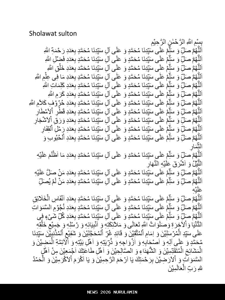 Bacaan Sholawat Sulthon lengkap dalam tulisan Arab, Latin dan terjemahan bahasa Indonesia
