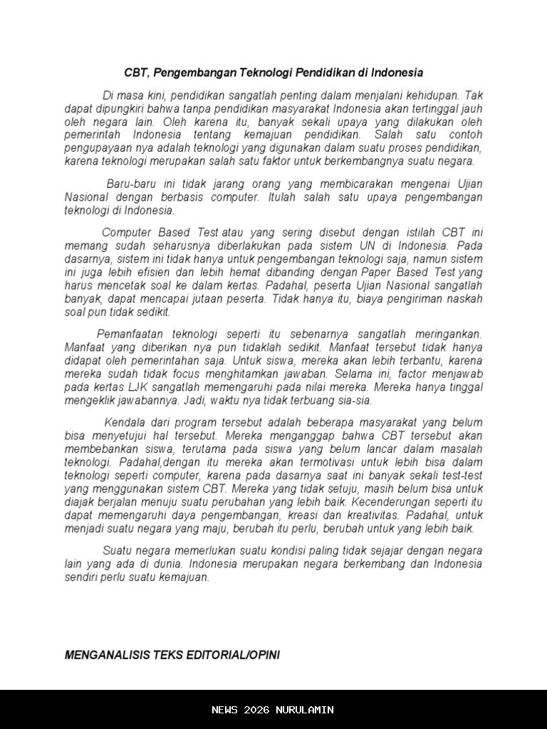 Contoh teks editorial bahasa Indonesia yang lengkap