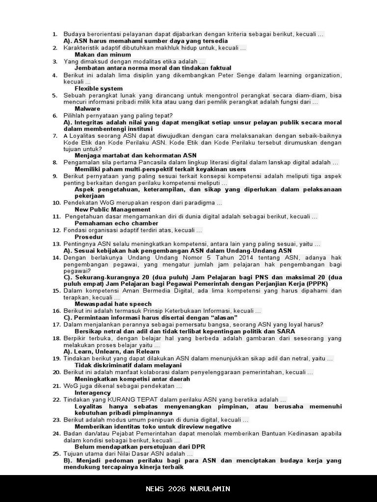 Terungkap! 30 Soal ProASN yang Sering Muncul dan Wajib Dikuasai 2026