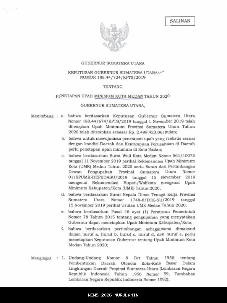 Kenaikan UMK Medan 8 Persen Ditetapkan