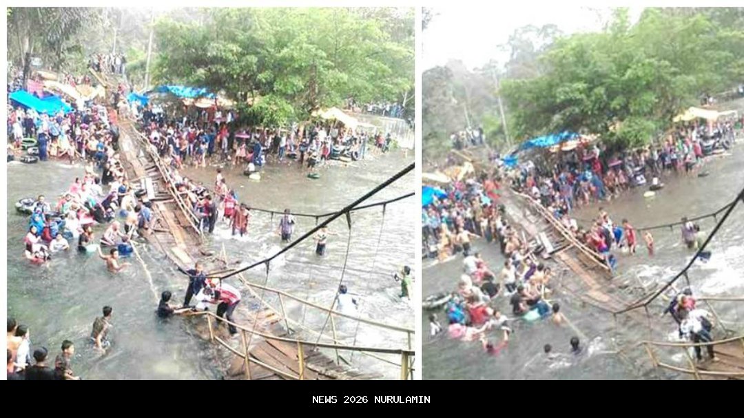 Jembatan Air Abik Belinyu putus, ratusan warga terpaksa memutar jauh 11 km untuk ke Belinyu