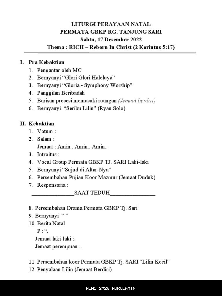 Bacaan Liturgi Sabtu 3 Desember 2026, Perayaan Setelah Natal