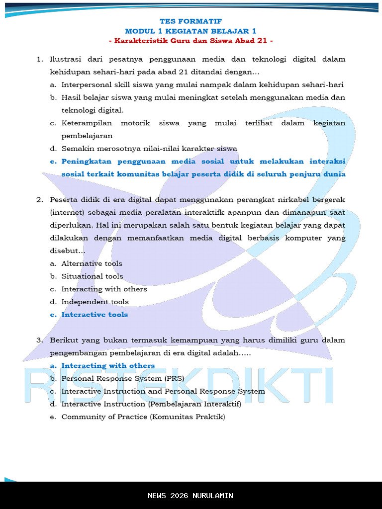 50 Soal TAM PPG Daljab 2025 Beserta Jawaban dan Pembahasan