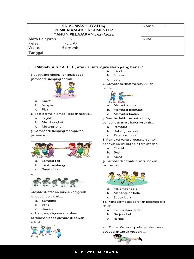 50 Soal PJOK Kelas 6 Semester 1: PG, Esai & Jawaban, Kurikulum Merdeka