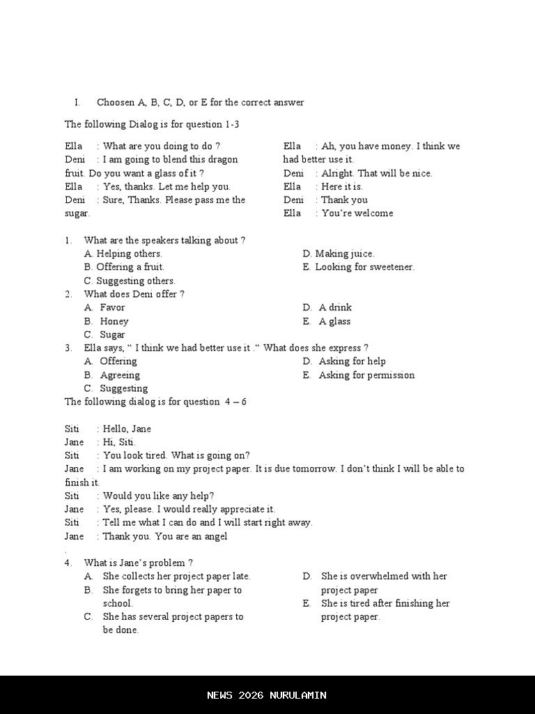 50 Soal UAS Kelas 11 Semester 2 Lengkap Jawaban Pilihan dan Esai