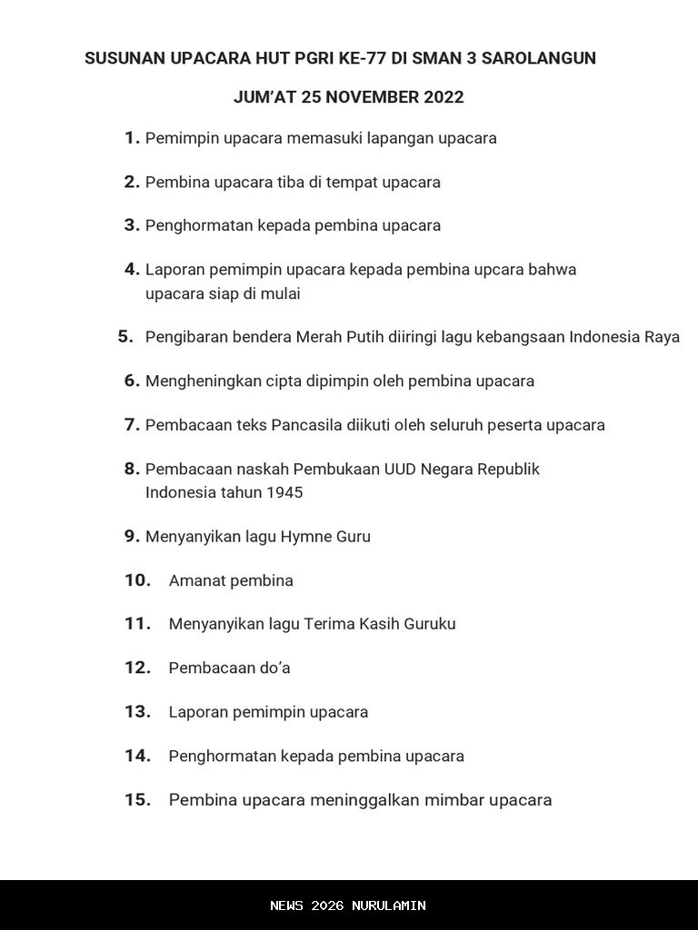 Momentum Besar Guru Kalsel: Upacara HUT ke-80 PGRI di Kotabaru Dipimpin Bupati Rusli