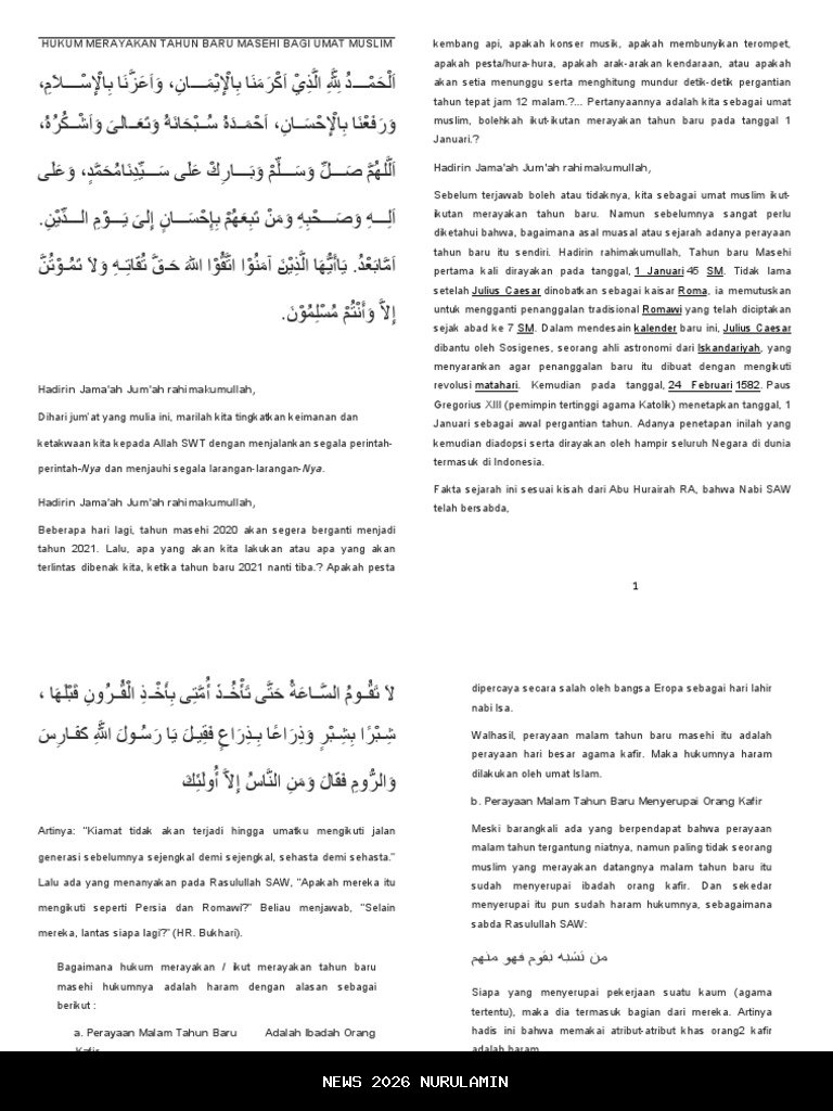 Tanya Ustaz: Hukum Merayakan Tahun Baru Masehi bagi Muslim