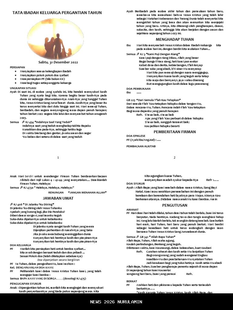 15 Doa Perayaan Tahun Baru 2026 untuk Keluarga Kristen