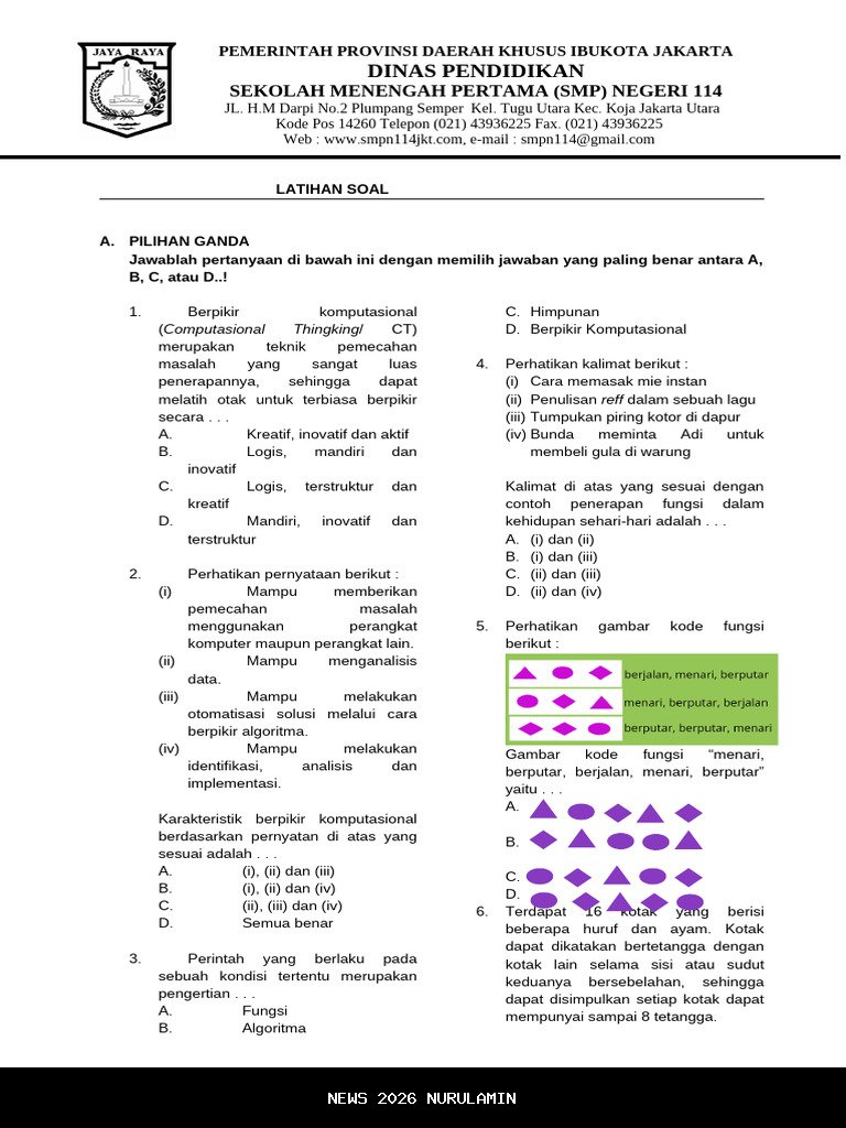 50 Soal PAS Informatika Kelas 8 SMP Semester 1 2025 Beserta Jawaban