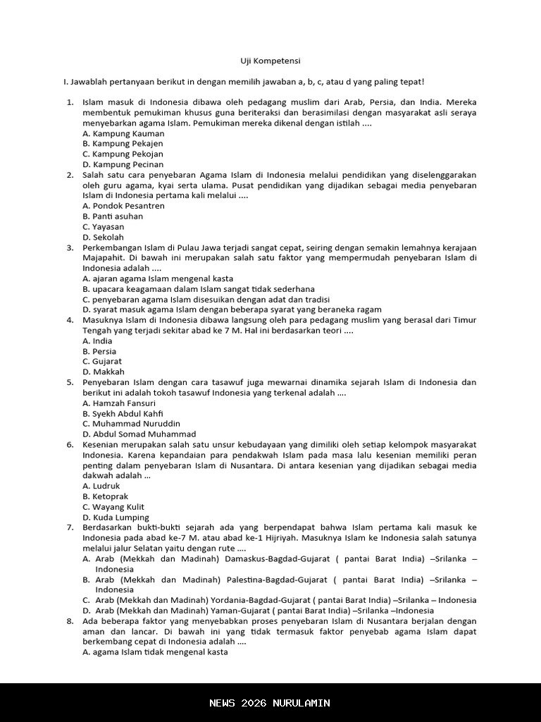 50 soal essay ujian madrasah UAMBN SKI kelas 9 MTs terbaru 2026 lengkap kunci jawaban sejarah Islam