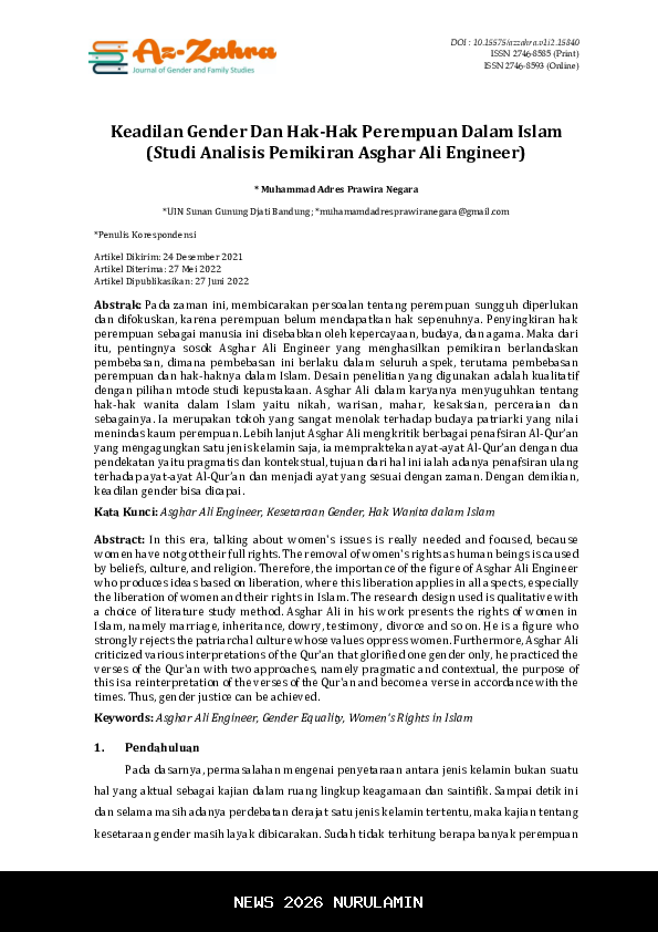 Hak dan Tanggung Jawab Sama Laki-laki dan Perempuan, Pintar Kemenag 2025