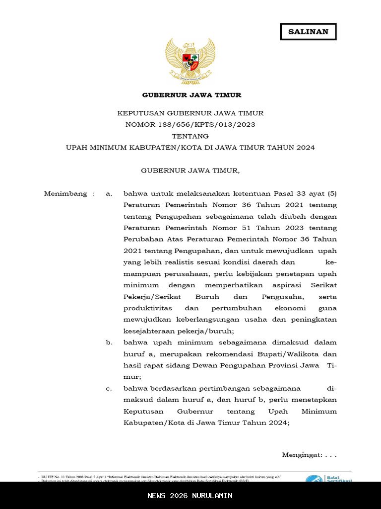 Prediksi UMP Jatim dan UMK Surabaya 2026 Berdasarkan Rumus Baru