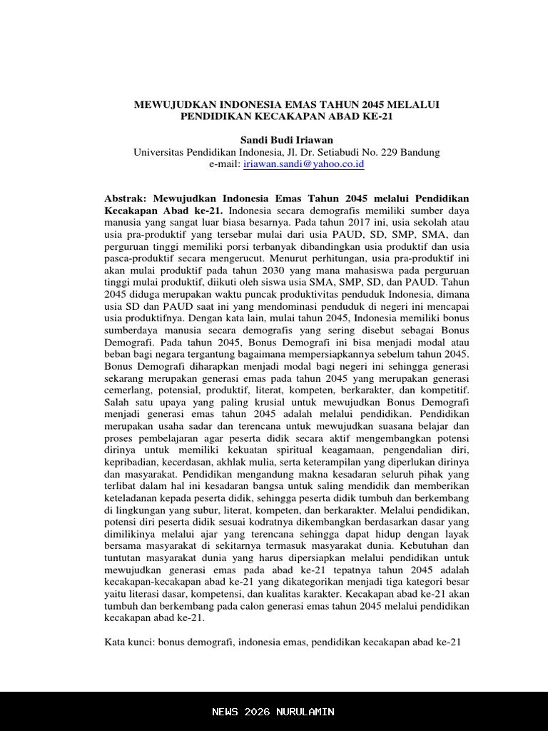 Deklarasi Indonesia Emas 2045, Bupati Bandung Tekankan Pendidikan Karakter Awal, Ini Konsepnya