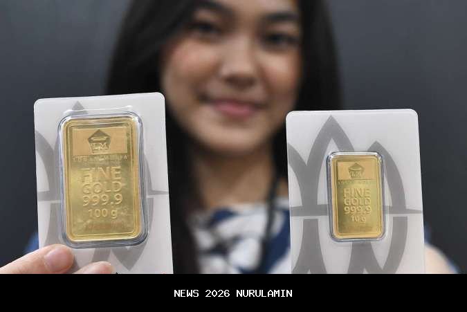 Harga emas Antam hari ini, Senin 12 Januari 2026 melesat naik