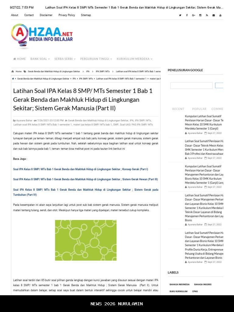 Latihan Soal IPA Kelas 8 Semester 1 Kurikulum Merdeka dengan Kunci Jawaban