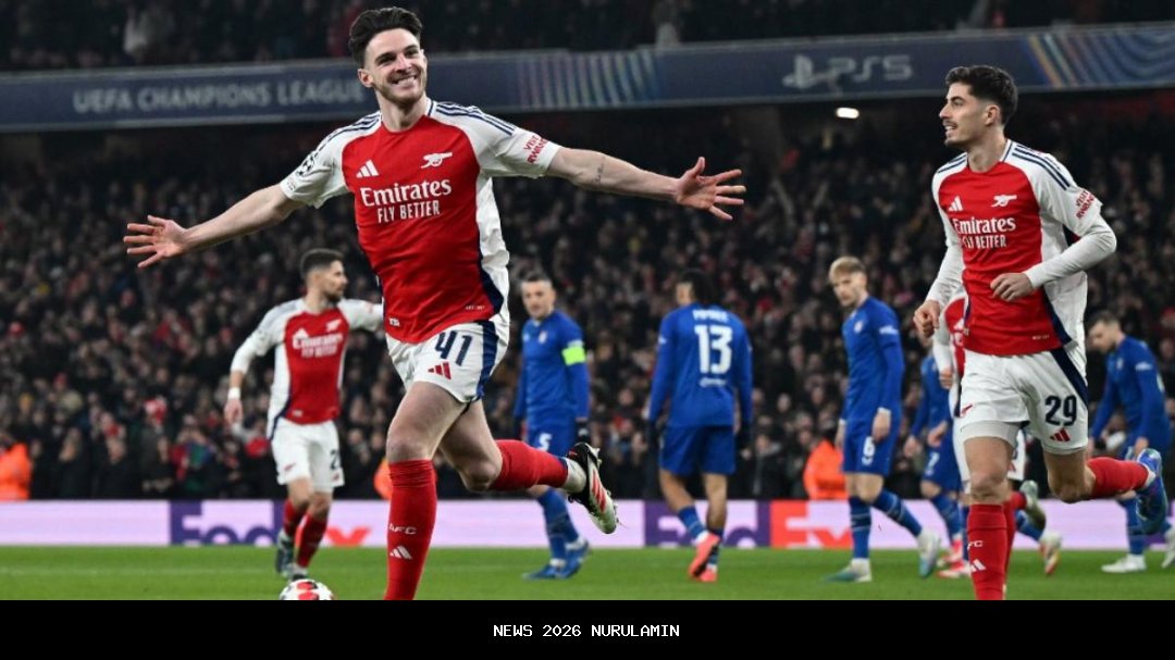 Declan Rice Cetak Dua Gol, Arsenal Comeback di Kandang Bournemouth dan Unggul 6 Poin