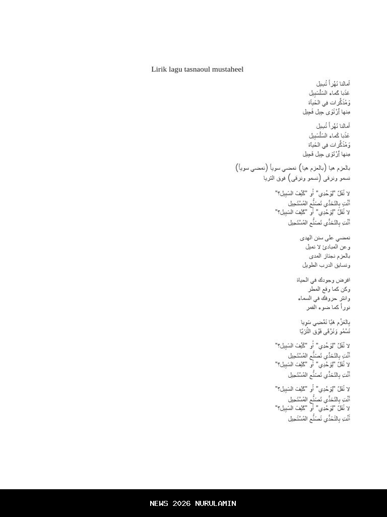 Lirik Lagu Thohal Basyir Lengkap dengan Teks Arab, Latin, dan Terjemahan