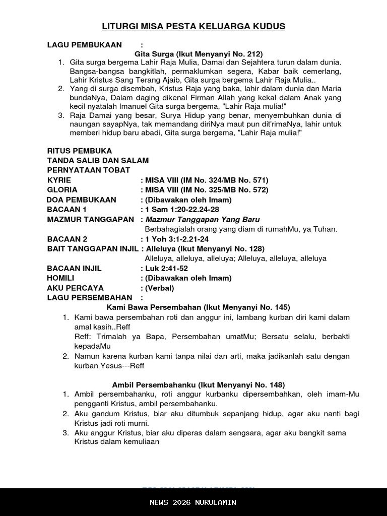 Kalender Liturgi Katolik: Pesta Keluarga Kudus 28 Desember 2025