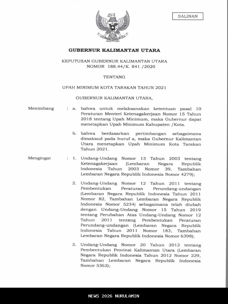 Kenaikan UMK Tarakan Rp281 Ribu