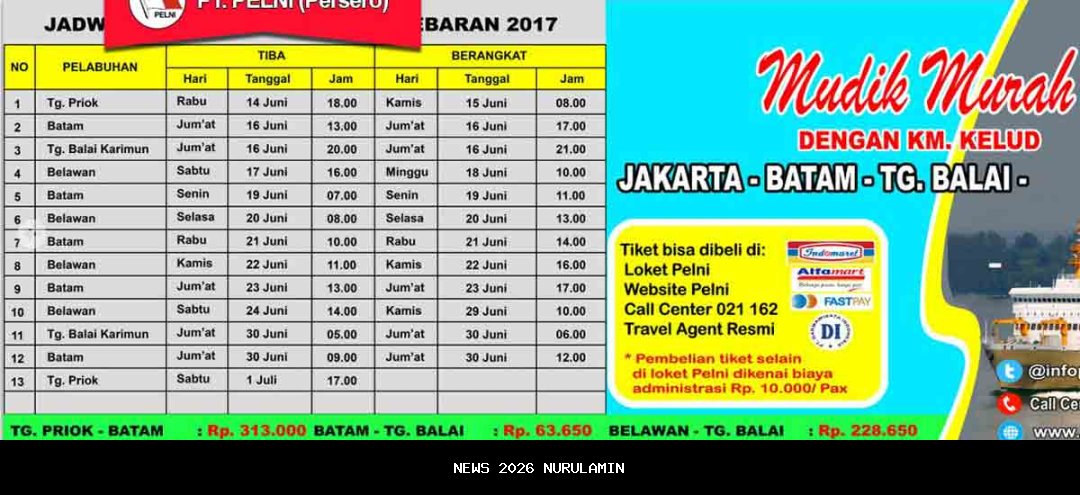 Jadwal Kapal Pelni Desember 2025: Ambon-Jakarta, Keberangkatan 17, 20, 23, 30, Harga Tiket Turun