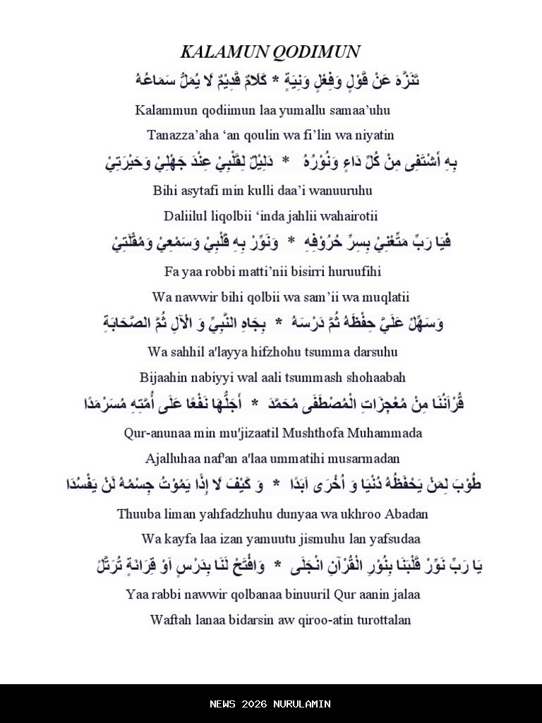 Lirik Lagu Kalamun Qadimun: Arab, Latin, dan Terjemahan
