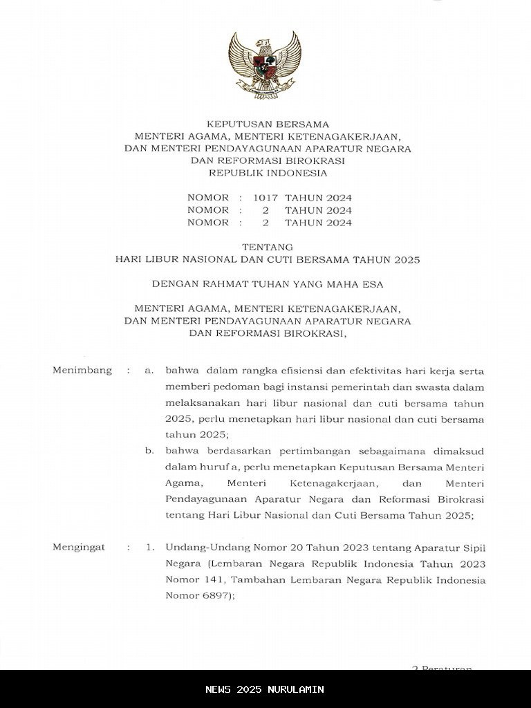 Tanggal 2 Januari 2026 Libur Bersama? Cek Jawaban Resmi SKB 3 Menteri