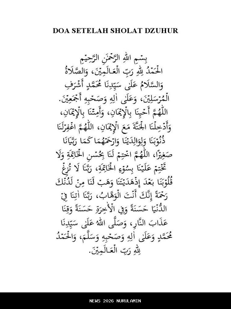 Sebentar lagi dzuhur tiba, simak bacaan doa setelah sholat dzuhur, ada doa sapu jagat