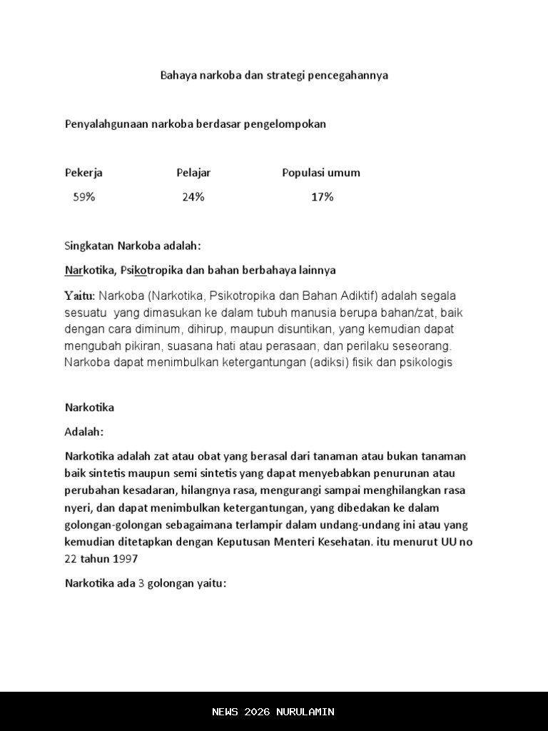 7.426 Kasus Narkoba Tahun 2025, DKI Siapkan 3 Strategi Utama 2026