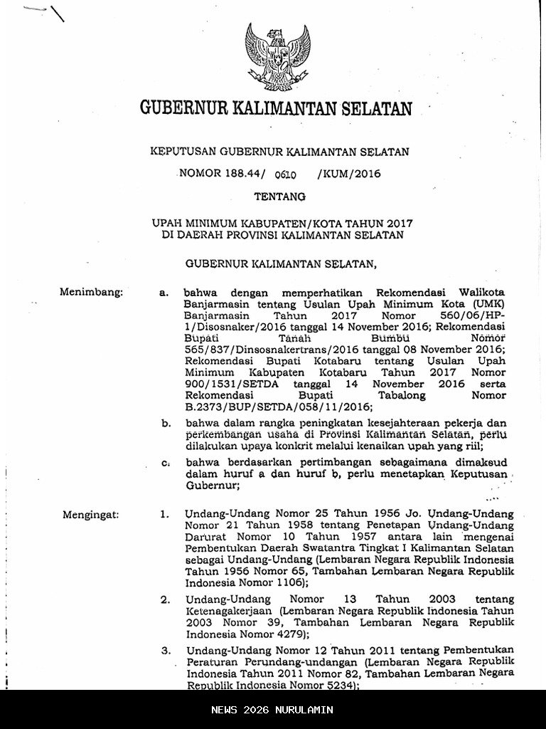 Penetapan UMK 2026 Kotabaru, Gewsima Jaga Kesejahteraan Buruh