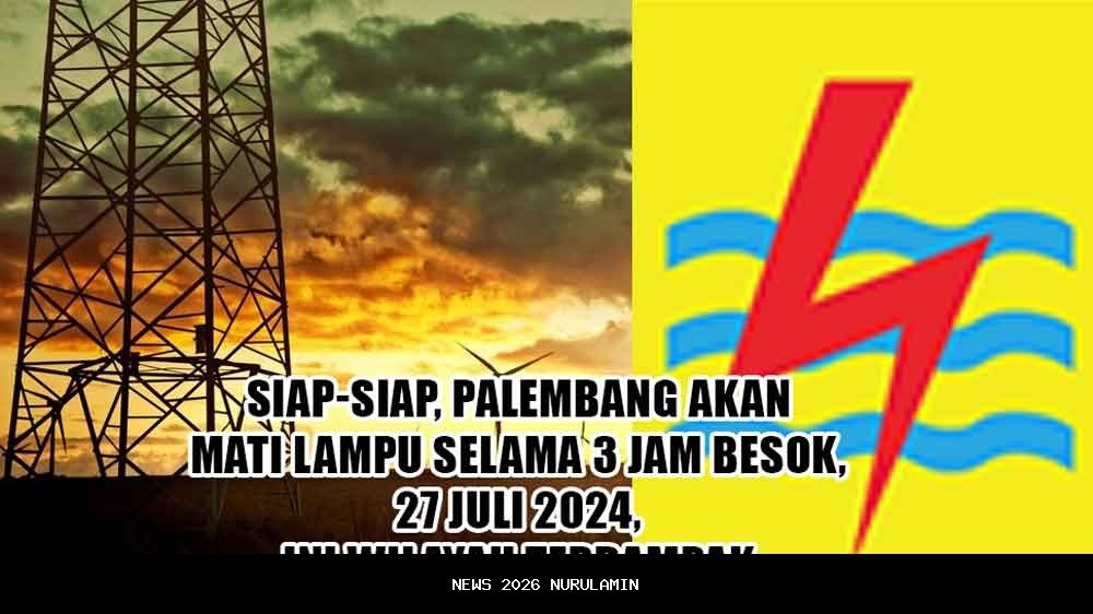 3 Wilayah Terdampak Pemadaman Listrik di Palembang Hari Ini, Perkiraan 4 Jam