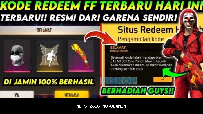 Kode redeem Free Fire terbaru hari ini, Senin 12 Januari 2026, klaim kodenya di reward.ff.garena.com