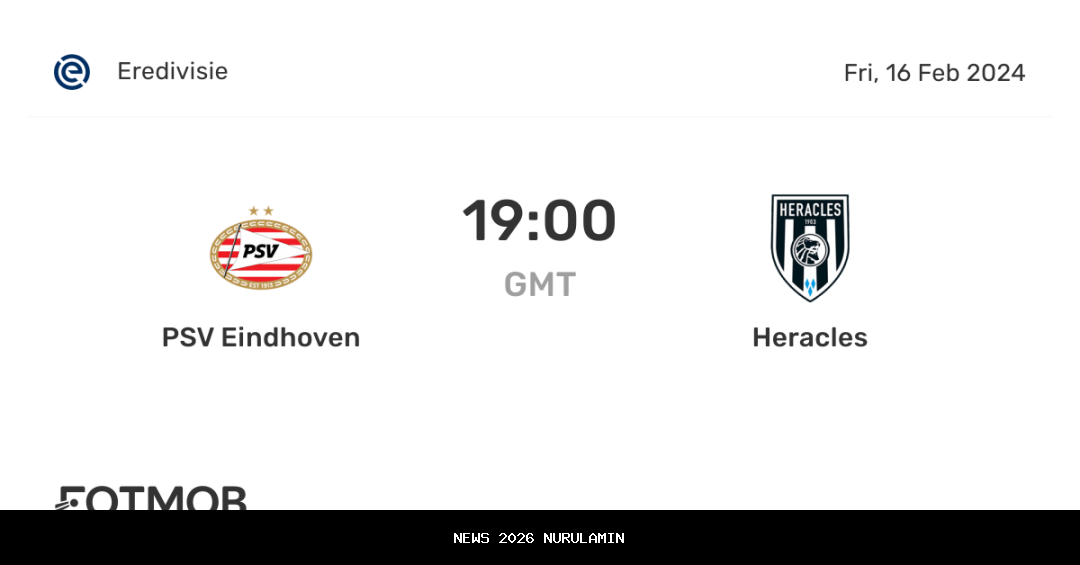 Prediksi Skor PSV Eindhoven vs Heracles Almelo 2025: Head to Head, Statistik, dan Live Streaming