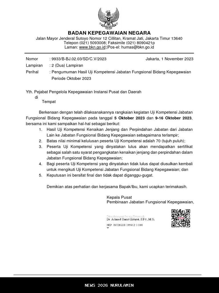 Pengumuman Hasil Uji Kompetensi PPPK BGN 2025, Catat Tanggalnya