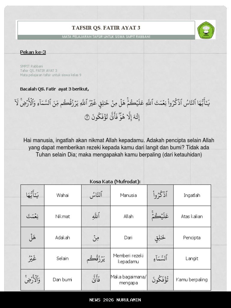 Ingatlah Nikmat Allah, QS Fatir Ayat 3