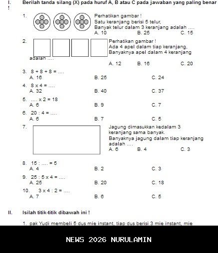 10 Kunci Jawaban Matematika Kelas 2 Semester 1 untuk Ujian Akhir Sekolah Dasar
