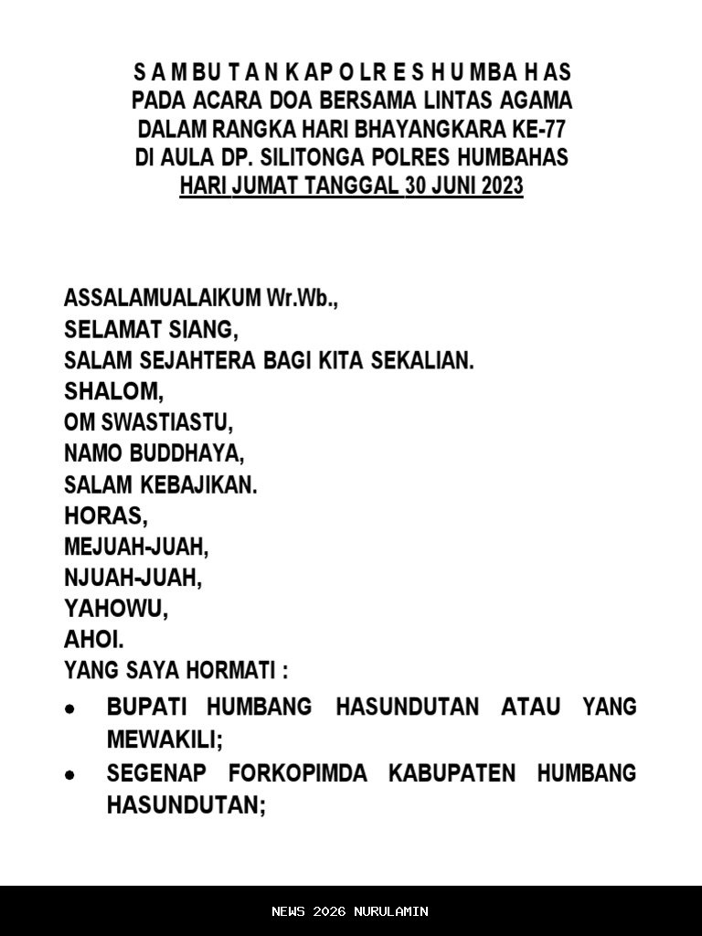 Polres Tegal Gelar Doa Bersama Lintas Agama untuk Sambut Tahun Baru 2026, Tingkatkan Toleransi dan Kepedulian Sosial