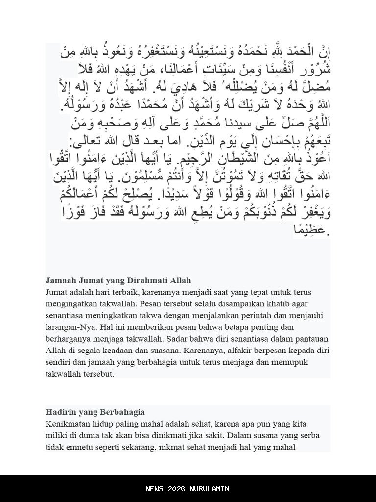 Khutbah Jumat 2 Januari 2026: 3 Cara Sederhana untuk Bermuhasabah Diri