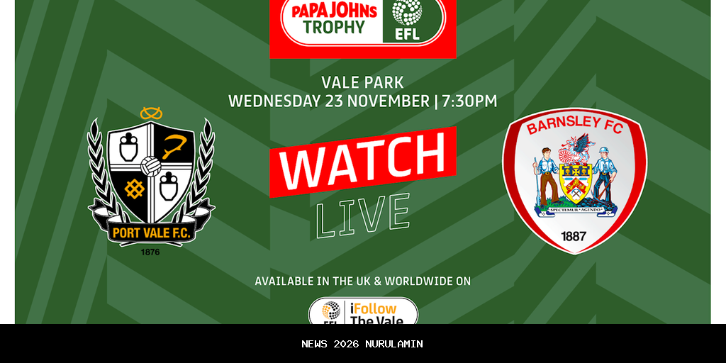 Prediksi Skor Port Vale vs Barnsley, 4 Januari 2026 Pukul 22.00 WIB